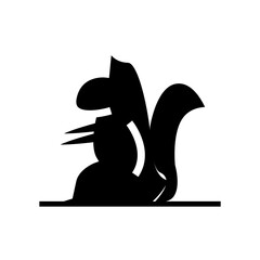 black silhouette of squirrel vector glyph icon illustration