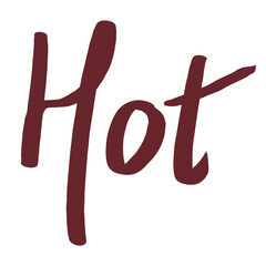 Handwritten word Hot with heart graphic calligraphy lettering symbol design