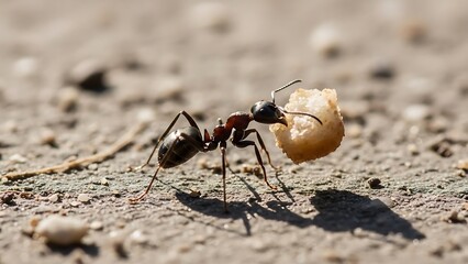 ants carrying leftover food