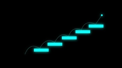 Animated financial growth chart with trend cyan line chart. going up stock market animation black screen background. business graph growth concept. - Powered by Adobe