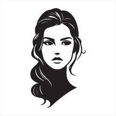 Elegant Woman Face Silhouette Portrait Vector