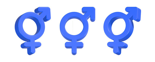 double gender 3d rendering icon in blue color