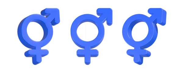 double gender 3d rendering icon in blue color