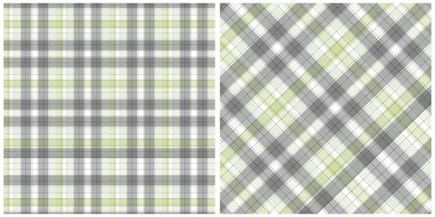 Muted Green and Grey Plaid Checkered Fabric Design
