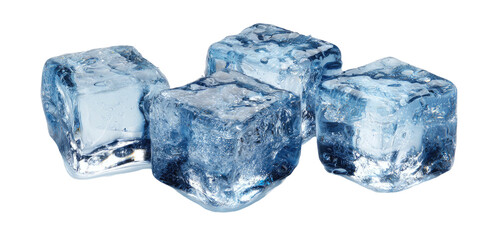 Obraz premium Several translucent, icy cubes clustered together, reflecting light