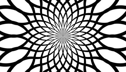 Obraz premium Black and white circular nirmana pattern for design element. Editable graphic resource. Vector Format Illustration 