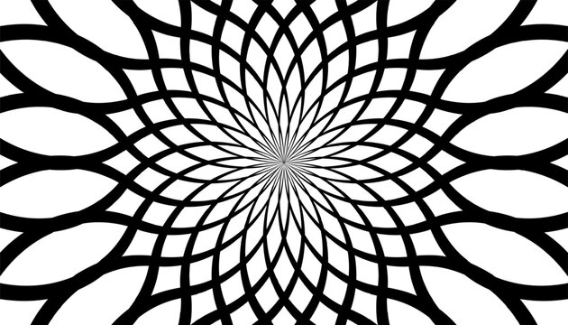Black and white circular nirmana pattern for design element. Editable graphic resource. Vector Format Illustration 
