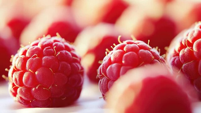 Video Close-up shot of fresh raspberries - Powered by Adobe