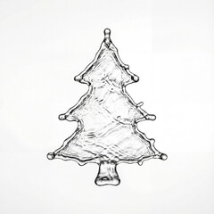 Christmas tree shape made of water droplets on white background
