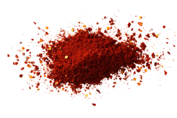 A pile of red spice, possibly chili powder, with flecks