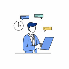 Illustration material of businessmen utilizing digital tools.operating a computer Business parson