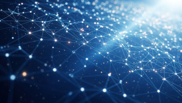 Global digital network connection concept abstract background with glowing lines and dots