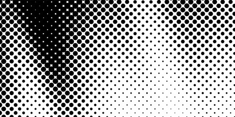 Dynamic Halftone Dot Spiral Gradient. Black and White Abstract Pop Art Fade Background Texture. Suit for banner, web, brochure, pamflet and presentation