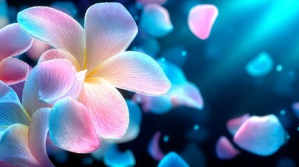 Vibrant pink and blue flowers bloom beautifully close up reveals delicate petals of mixed hue blossoms