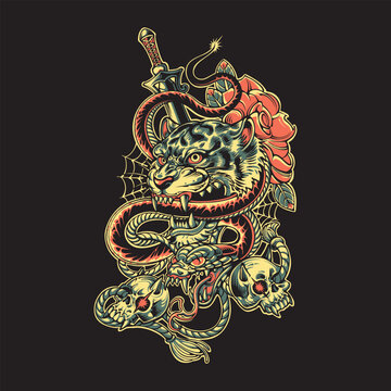 old school tattoo design vector illustration