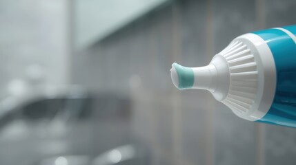 Close-up of fresh blue and white striped toothpaste squeezing from a tube. Dental hygiene, whitening and mint flavor concept isolated on white.