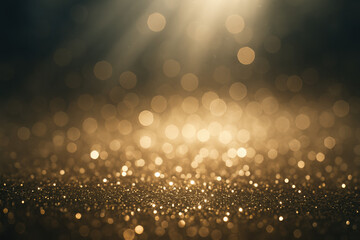 Golden glitter background with bokeh effect and sparkling light