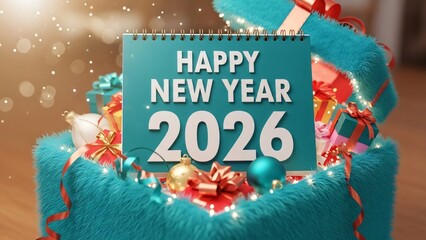 New year 2026 celebration with holiday gifts