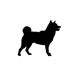 Silhouette of a shiba inu dog standing on a white background