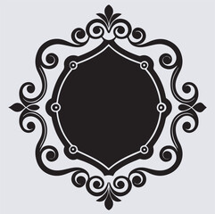 golden vintage ornament set silhouette vector art illustration, vintage frame with floral ornament