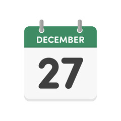 12月27日･December 27の日めくりカレンダーのアイコン - 12/27の日付入り英語の暦