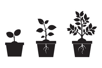 Plant Growth Stages Silhouette Vector for World Soil Day