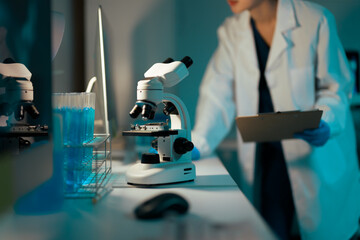 Scientist conducting research in a modern laboratory setting