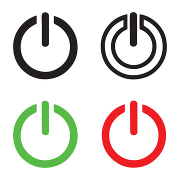 green red power button icon set vector