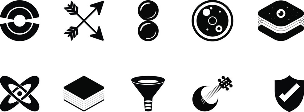 Excitonic Quantum Dot Icons &ndash; Solid Black Flat Minimal Vector Bundle