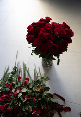bouquet of red roses in vase