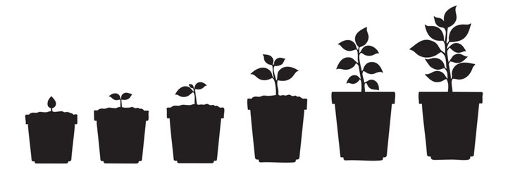 Plant Growth Stages Silhouette Vector for World Soil Day