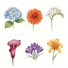 set of flowers collection of flowers 