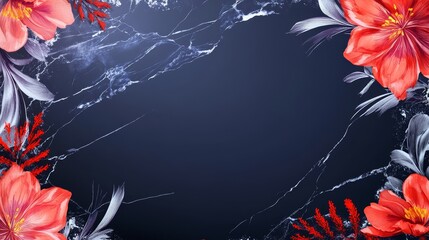 Beautiful floral background with red flowers and green leaves vibrant red flowers and green leaves form beautiful floral scene