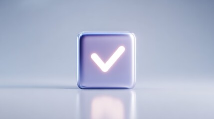 Blue button displays white check mark circular button features prominent white check mark