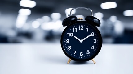 Tabletop alarm clock displays time desk clock positioned on surface with numeric display