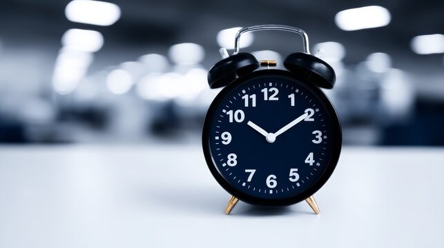 Tabletop alarm clock displays time desk clock positioned on surface with numeric display