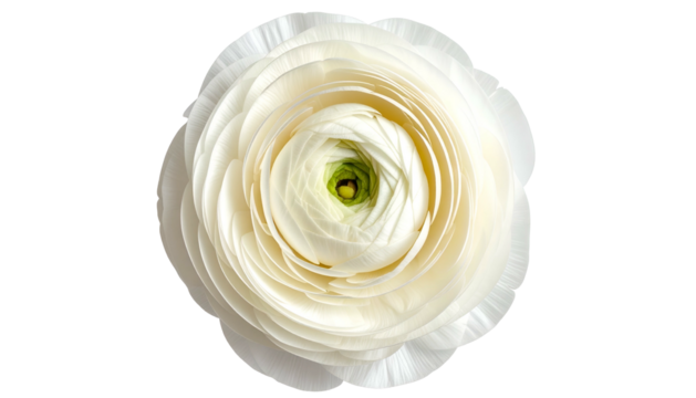 Close-up of a perfectly formed, pristine white flower with delicate, layered petals (1)