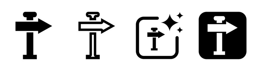 Direction sign icon illustration with black transparent vector arrow for road and pathway guidance © luvinda