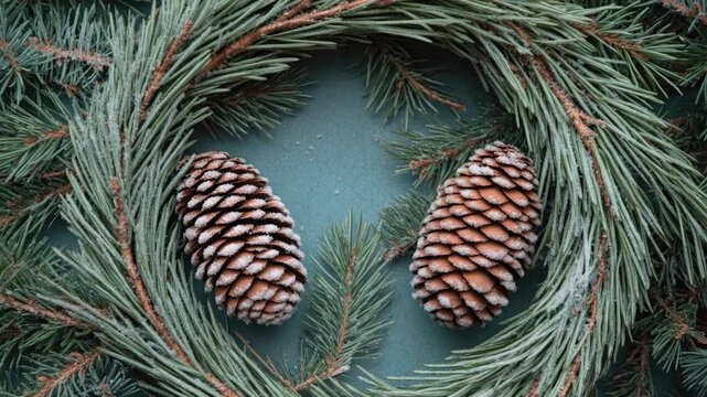Video A pair of pine cones sit on a pine tree branch, surrounded by foliage