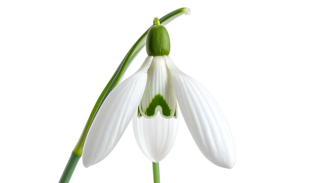 Delicate close-up of a white flower with green accents against a black background