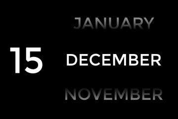 December 15 calendar with black background