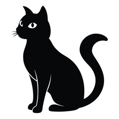 silhouette cat on white background