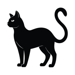 silhouette cat on white background