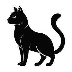 silhouette cat on white background