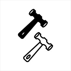 hammer icon set black and white