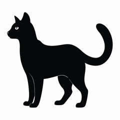 silhouette cat on white background