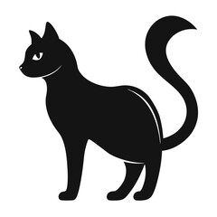 silhouette cat on white background