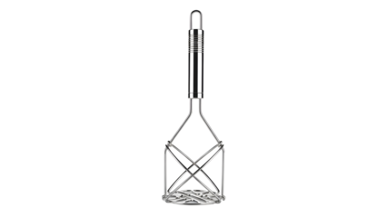 Elegant glass cocktail stirrer with intricate design on  white background