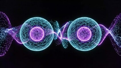Dynamic cell division animation showing cellular mitosis and replication, perfect for science, medical or biotech presentations and visualizations