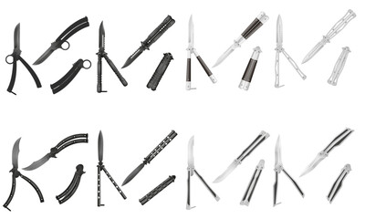 butterfly knife is a melee weapon vector illustration isolated on white background